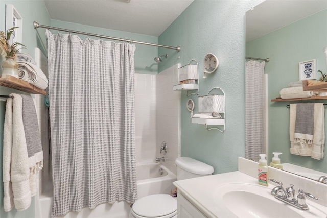 2745 Sunlight Dr, Little Elm, TX 75068 - full bathroom featuring toilet, shower / bath combo, and vanity