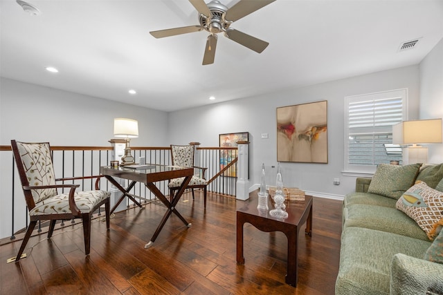living area featuring dark hardwood / wood-style flooring