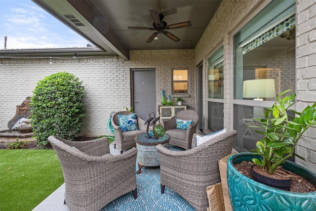 view of patio / terrace featuring outdoor lounge area and ceiling fan