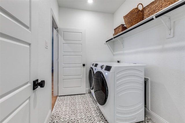 laundry area featuring washer and dryer