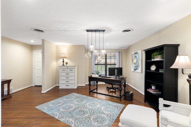 office featuring dark hardwood / wood-style floors