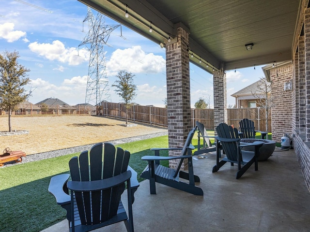 view of patio featuring a fenced backyard