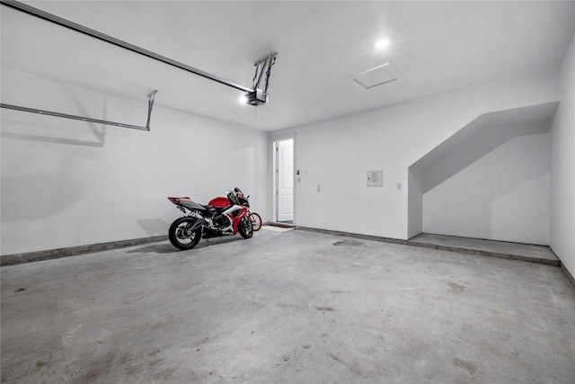 garage with a garage door opener