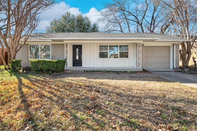 single story home with a garage