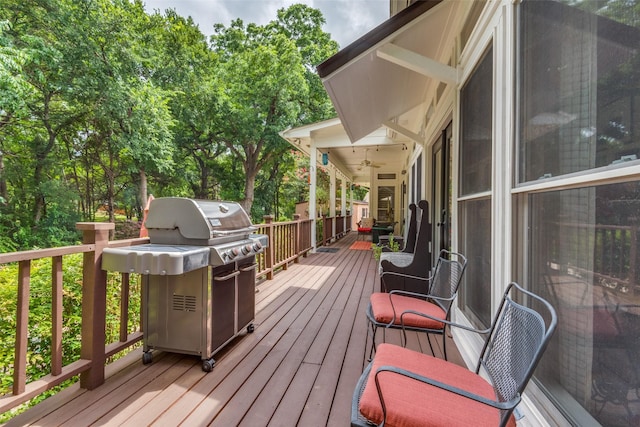 deck featuring grilling area