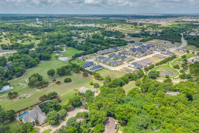 aerial view featuring a water view and a residential view