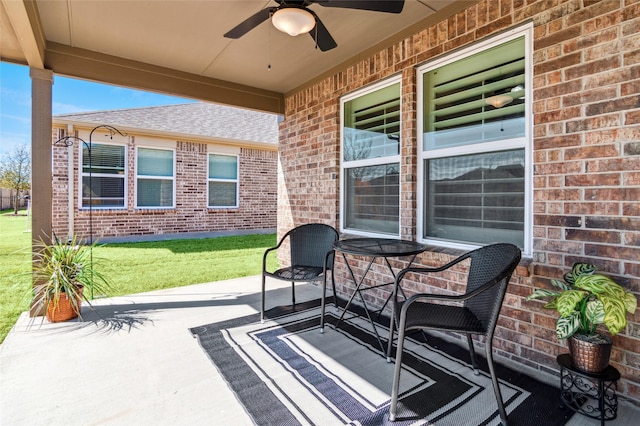 view of patio / terrace with a ceiling fan