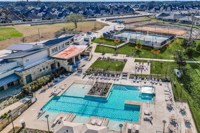 aerial view with a residential view