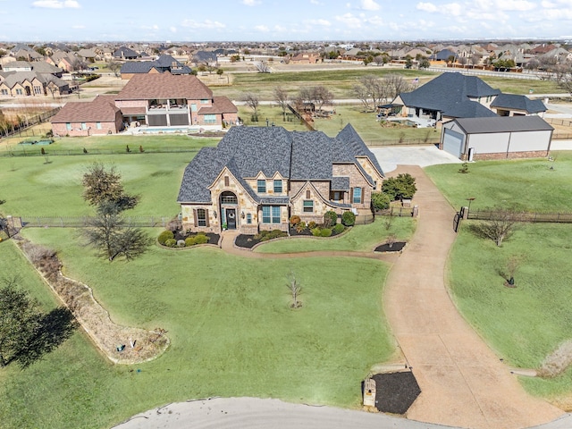 aerial view featuring a residential view