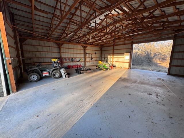 garage with metal wall