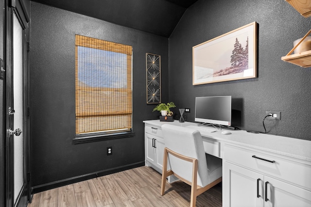 3002 Northshore Dr, Celina, TX 75009 - office featuring a textured wall, light wood-style flooring, and lofted ceiling