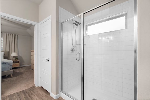 3002 Northshore Dr, Celina, TX 75009 - ensuite bathroom with a shower stall and wood finished floors