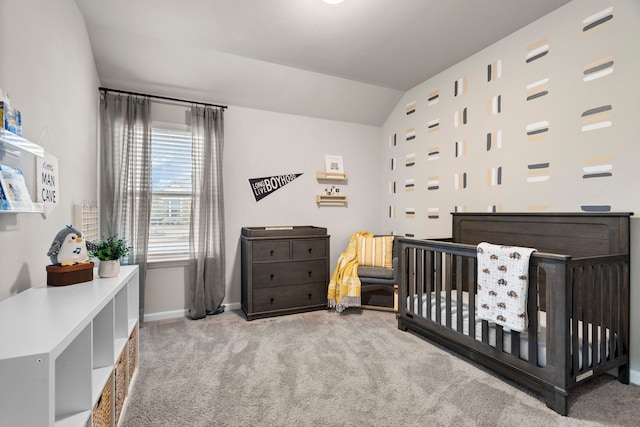 3002 Northshore Dr, Celina, TX 75009 - bedroom featuring carpet flooring, a nursery area, and vaulted ceiling