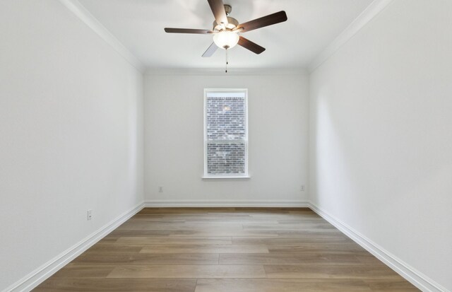 5917 Mayer Ave, Pilot Point, TX 75009 - empty room featuring ceiling fan, crown molding, wood finished floors, and baseboards