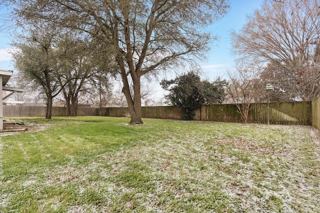 view of yard featuring a fenced backyard