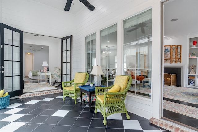 view of patio featuring a ceiling fan