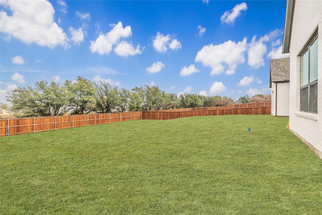 view of yard with a fenced backyard