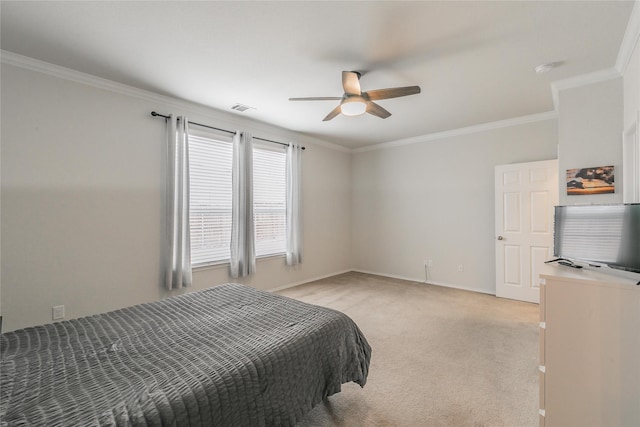 537 Running Water Trl, Fort Worth, TX 76131 - bedroom with crown molding, light carpet, and ceiling fan