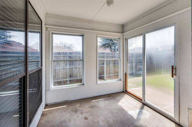 view of unfurnished sunroom