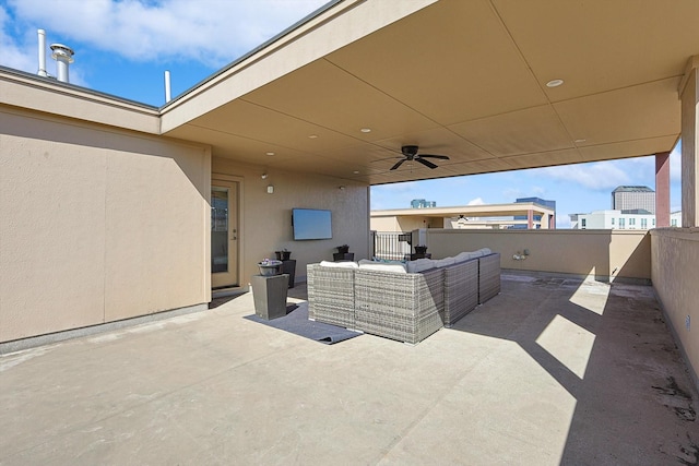 view of patio / terrace featuring ceiling fan and outdoor lounge area