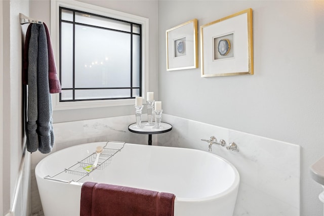 bathroom featuring a freestanding tub