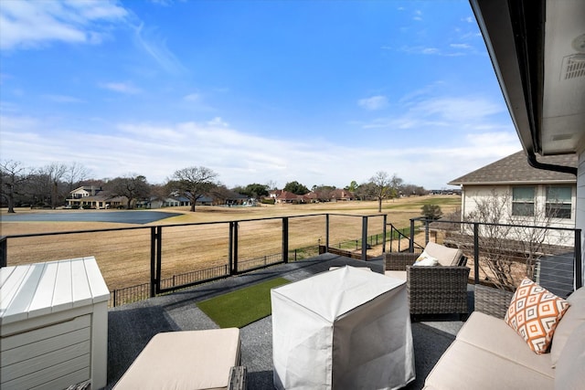 view of patio / terrace featuring an outdoor living space and a balcony