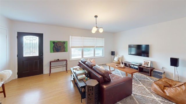 living room featuring light wood finished floors