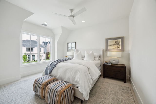 9514 Still Creek Ln, Dallas, TX 75238 - bedroom with baseboards, carpet floors, ceiling fan, and recessed lighting