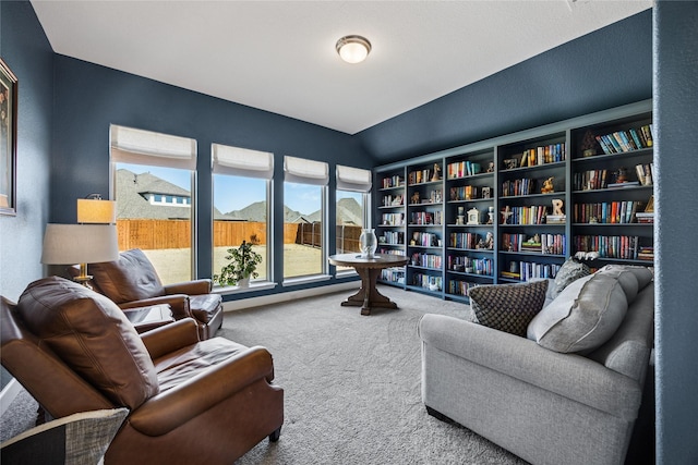 sitting room with carpet flooring