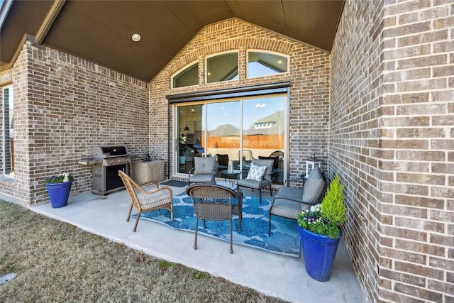 view of patio with a grill