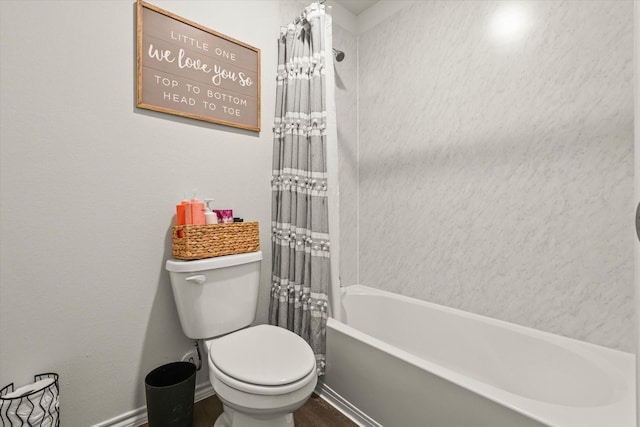1209 Willowbend Way, Josephine, TX 75189 - bathroom featuring shower / bath combo with shower curtain and wood finished floors