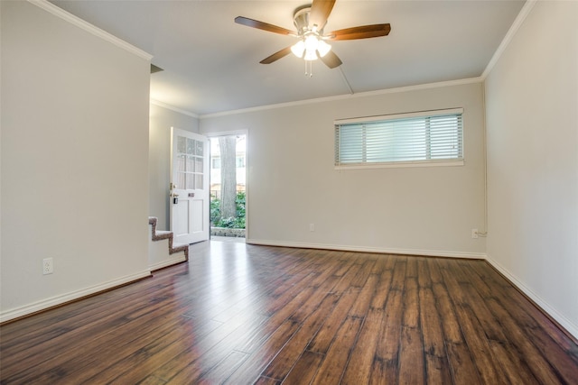 4039 Cole Ave Unit 104, Dallas, TX 75204 - unfurnished room with dark wood finished floors, healthy amount of natural light, ceiling fan, stairway, and ornamental molding
