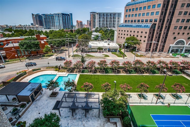 drone / aerial view featuring a view of city