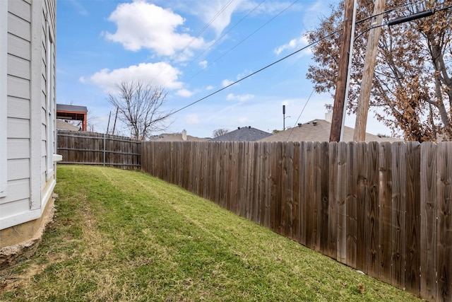 view of yard featuring a fenced backyard