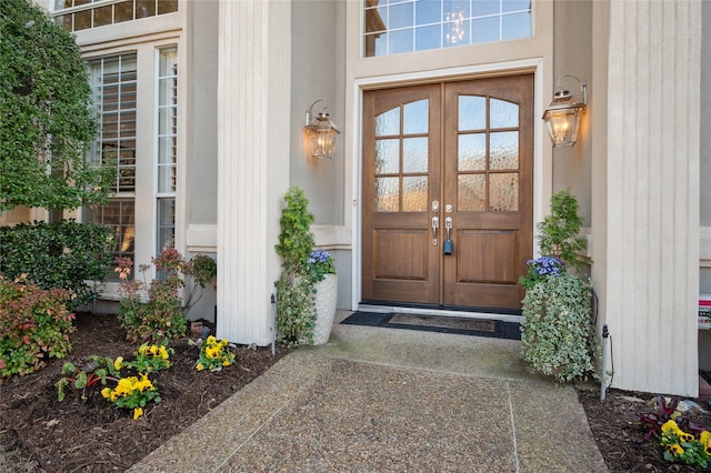 doorway to property featuring french doors