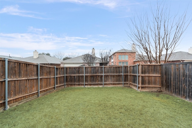 view of yard featuring a fenced backyard