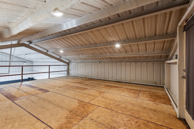 interior space with metal wall