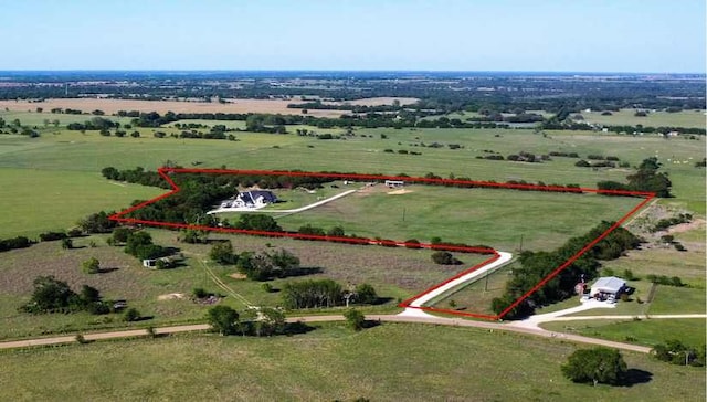 bird's eye view with a rural view
