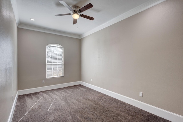 7101 Bridges Ave, Richland Hills, TX 76118 - unfurnished room with a ceiling fan, baseboards, crown molding, and carpet flooring