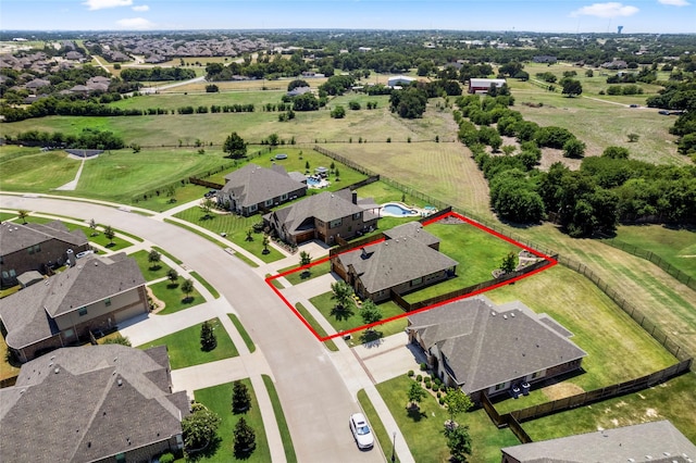 drone / aerial view with a residential view