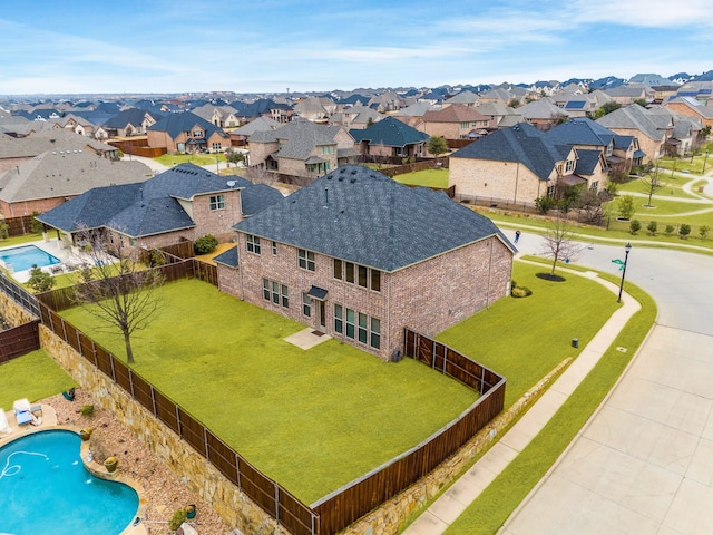 bird's eye view with a residential view