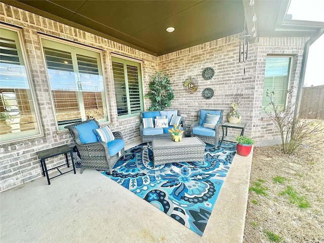 view of patio with an outdoor living space