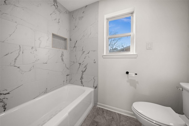 3829 Cloverdale Dr, Tyler, TX 75701 - full bath featuring toilet, baseboards, and marble finish floors