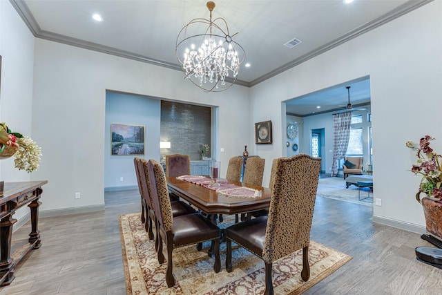 326 Prairie View Rd, Rockwall, TX 75087 - dining area featuring crown molding, visible vents, light wood finished floors, and recessed lighting