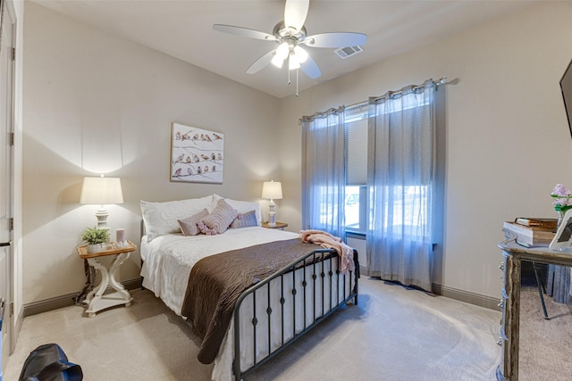 326 Prairie View Rd, Rockwall, TX 75087 - bedroom featuring visible vents, baseboards, a ceiling fan, and light colored carpet