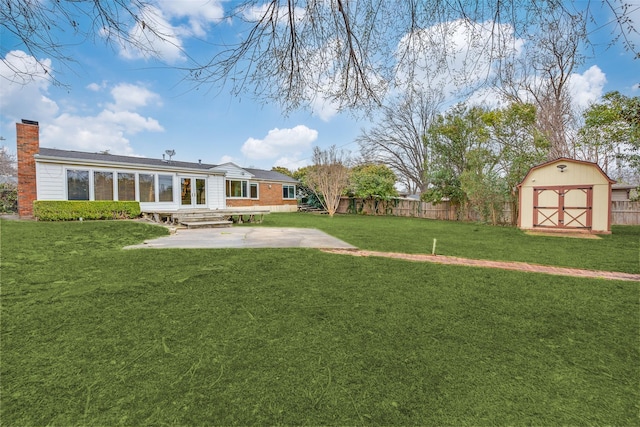 430 Mayrant Dr, Dallas, TX 75224 - view of yard featuring a patio area, a shed, french doors, and an outdoor structure