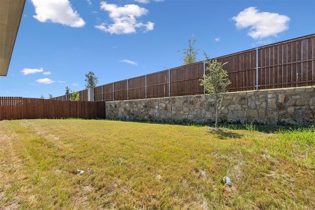 view of yard with a fenced backyard