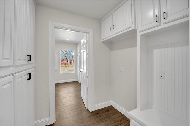 7004 Ledbetter Rd, Arlington, TX 76001 - mudroom featuring baseboards and dark wood finished floors