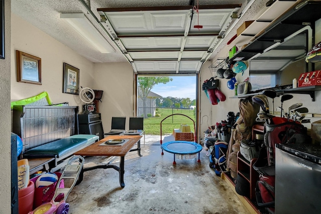 garage with refrigerator