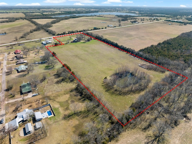 drone / aerial view featuring a rural view